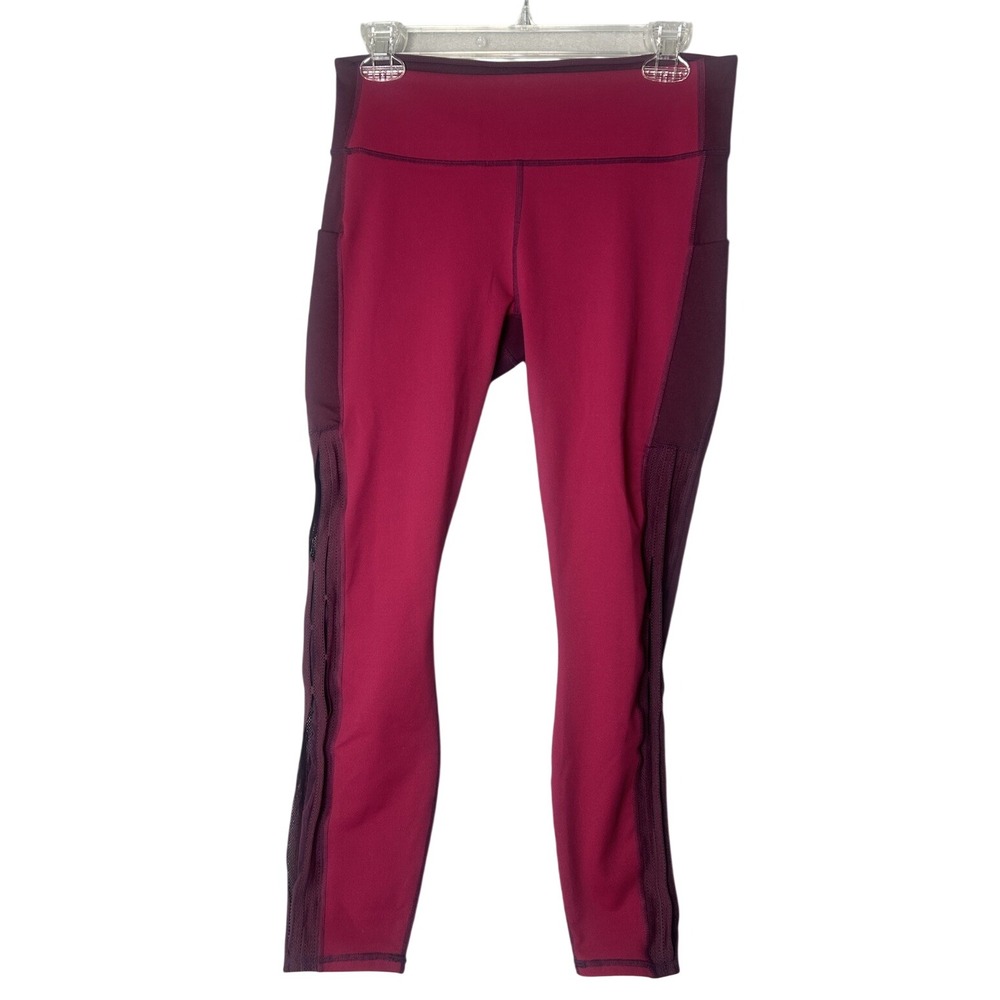 Fabletics Purple High Waist Powerhold Compression Leggings Ankle Mesh M READ